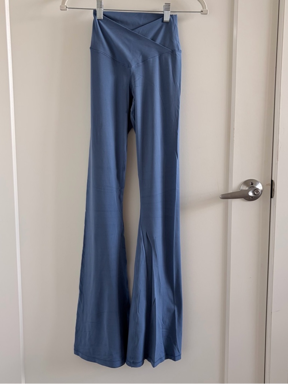 Blue aerie crossover flare leggings/yoga pants